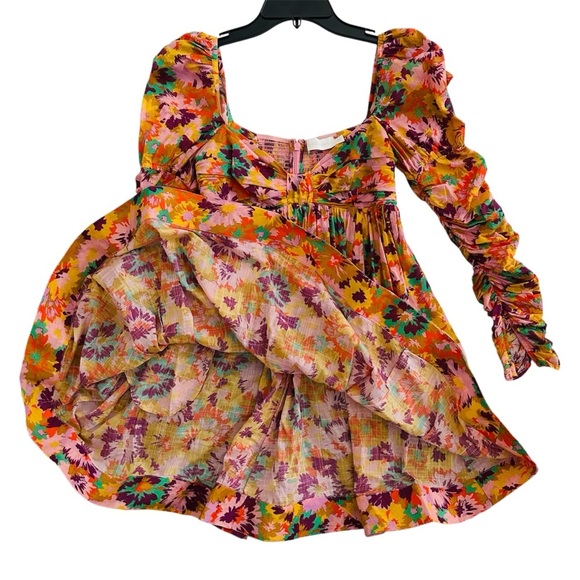 Zimmermann Violet Twist Front Mini Dress in Mustard Multi Floral Size 0P | US 2P - Picture 11 of 16